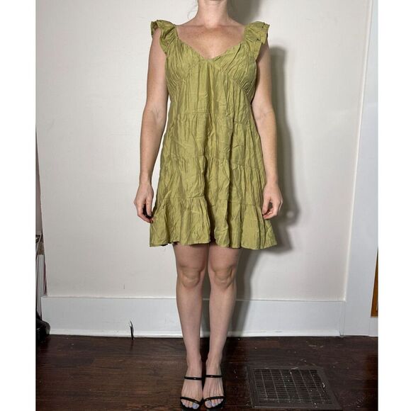 Blu Pepper Green Bohemian Mini Dress Size Large - Picture 1 of 4